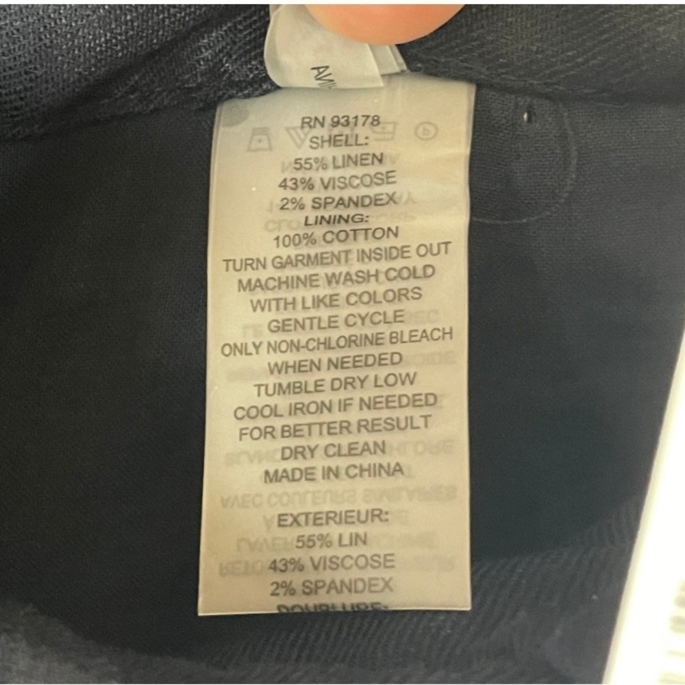 Elie Tahari women’s Sz 6 Belted Linen Cropped Trouser Pants Navy Blue summer - Picture 8 of 9